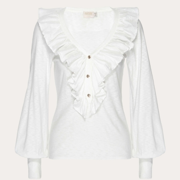 NWT Nation LTD Lalita Ruffle top Size xs cotton ivory white - Picture 6 of 6